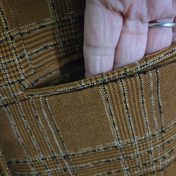 Free People Sporty Girl Uptown Blazer Caramel Brown Plaid Long Lines Size XS - Picture 10 of 12
